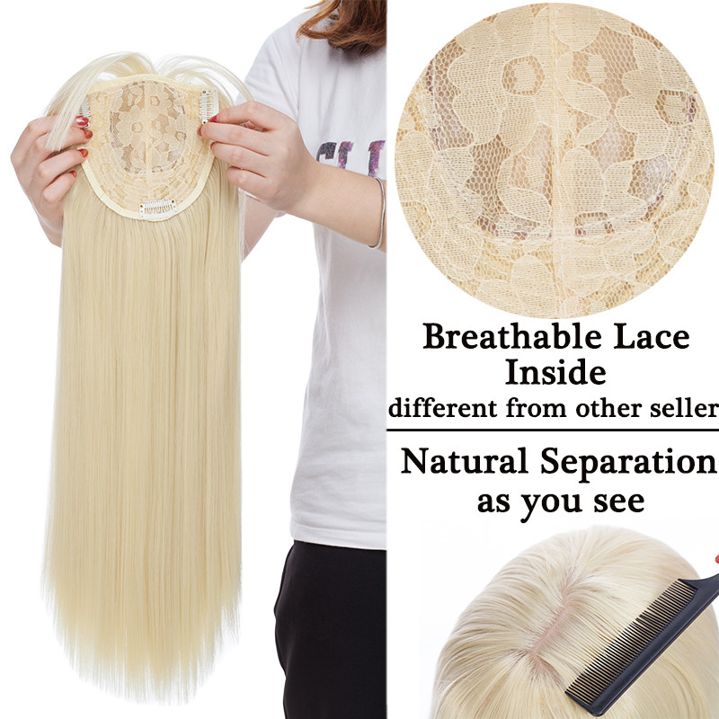 Black Brown Blonde Women Silk Base Topper For Human Hair Top Piece Natural Line