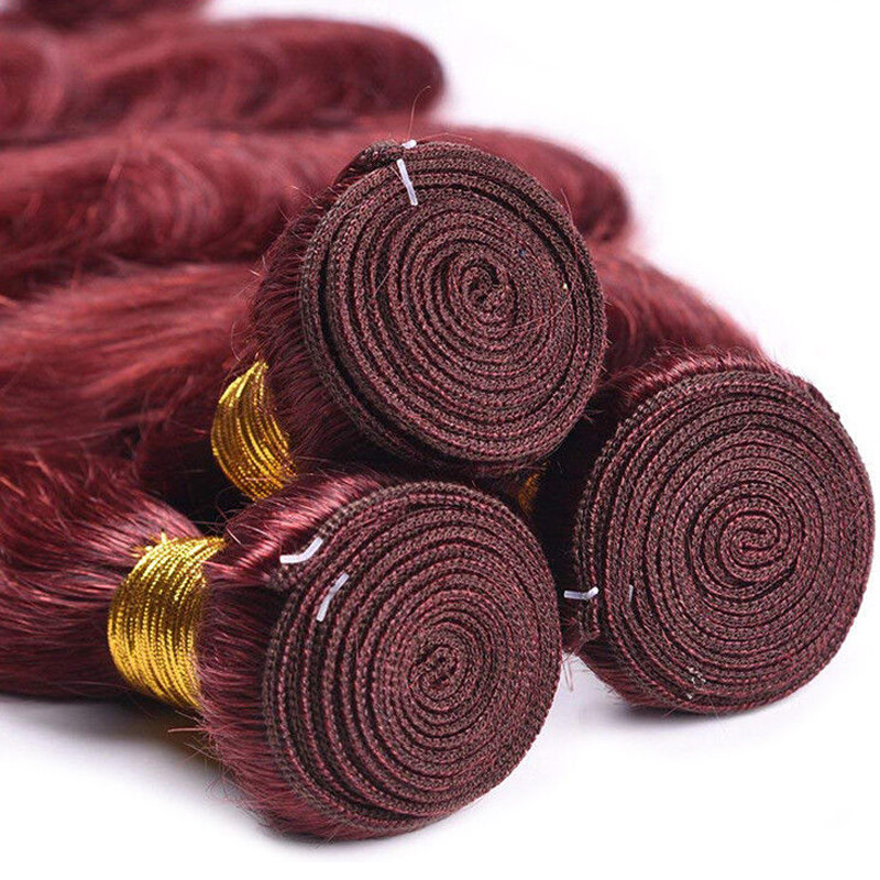Dark Auburn 100G/Bundle Peruvian 8A Virgin Human Hair Extensions Weft Straight F
