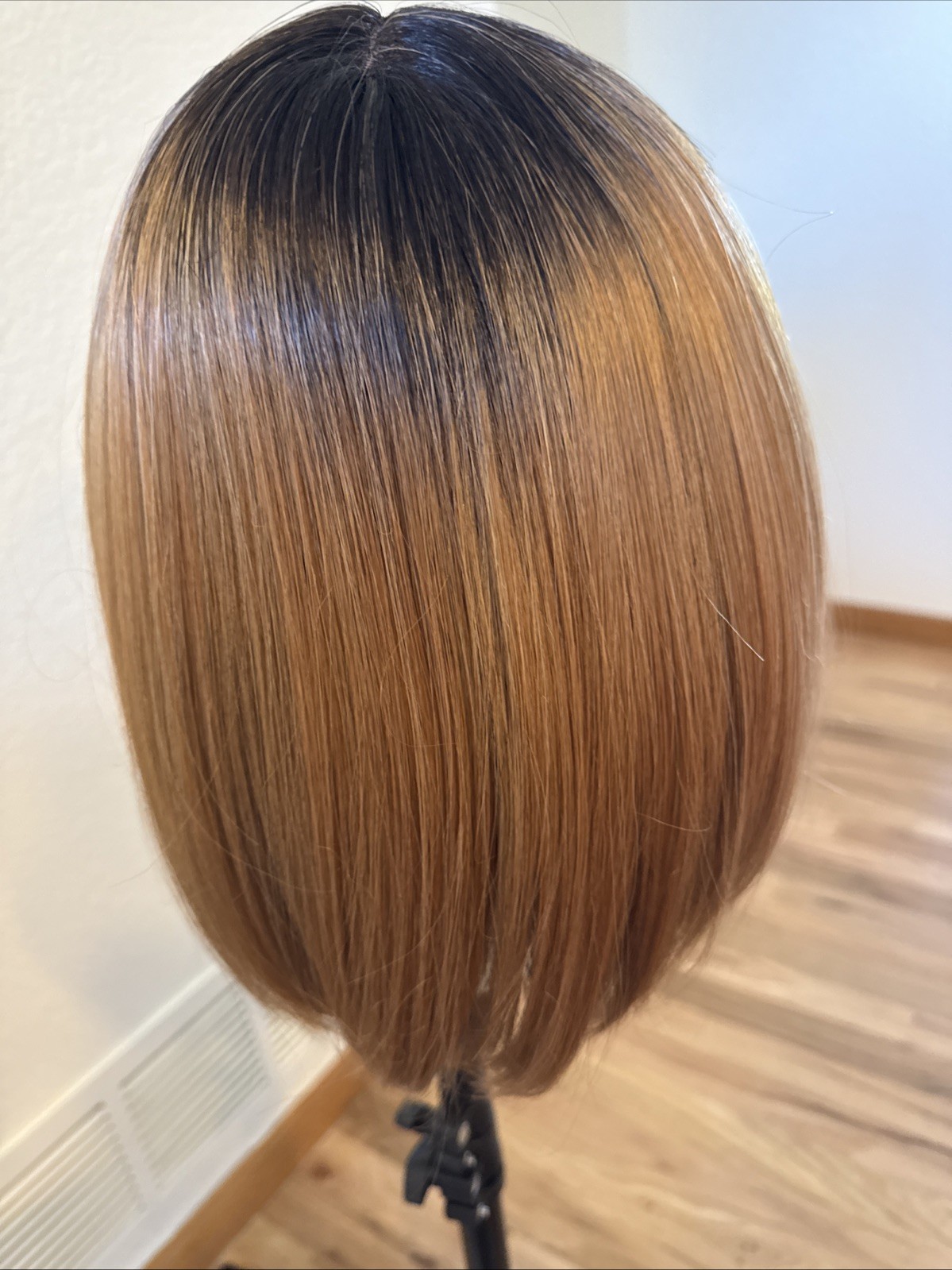 486A Human Blend R J Park Wig Chocolate Brown With Black Ombre 12”