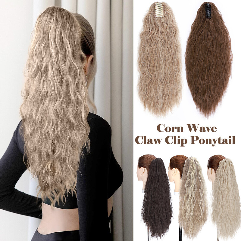 US Long Thick Claw Ponytail Clip In Pony Tail Hair Extension Real As Human Women