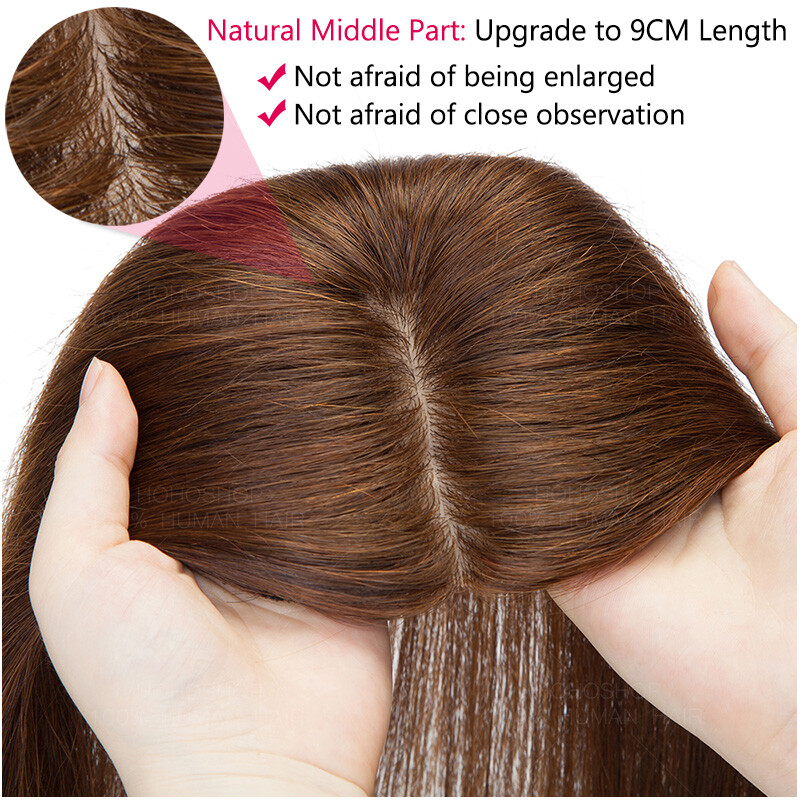 Women Tooper/Clip In Remy Human Hair Silk Base Hairpiece Toupee Wig Highlight US