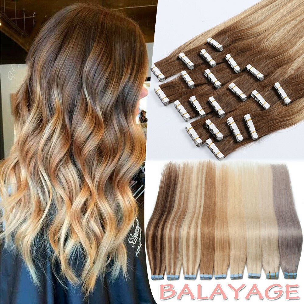 Tape in Hair Extensions Remy Human Hair Tape on Invisible Skin Weft Indian Hair