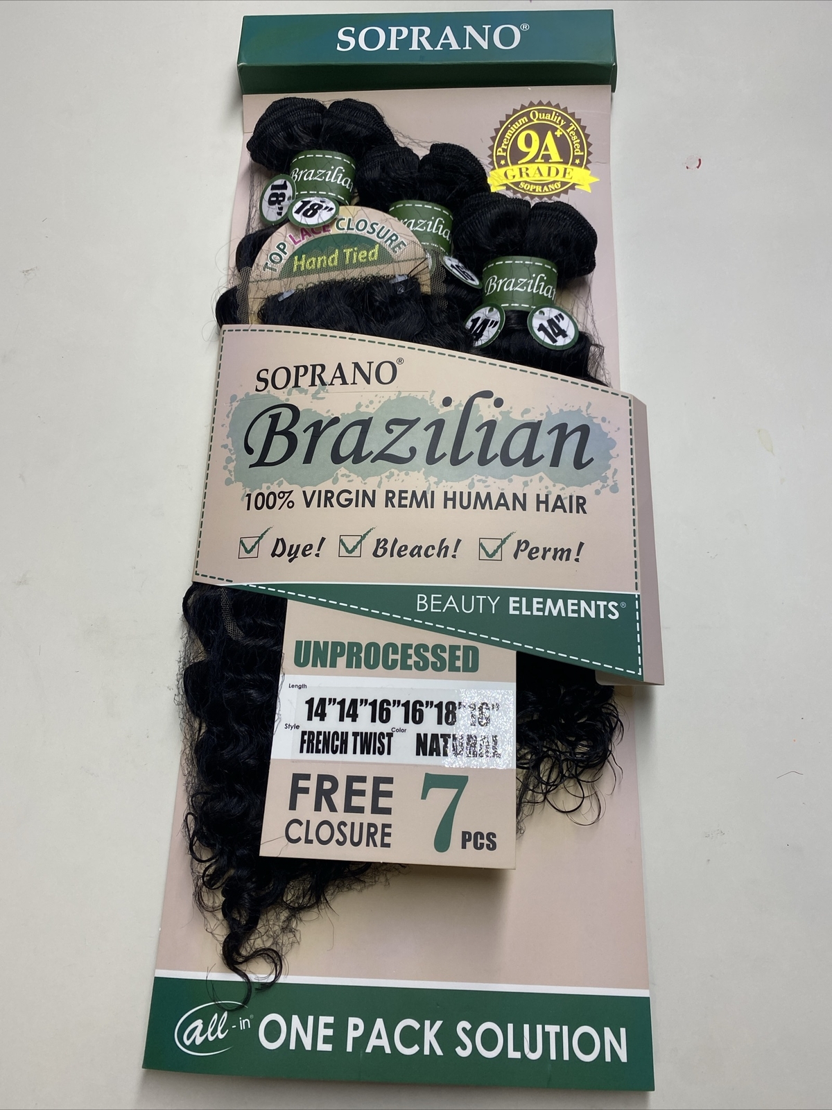 SOPRANO BRAZILIAN 14″,16″,18″ + CLOSURE FRENCH TWIST_#NATURAL