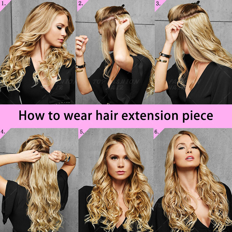 Thick One Piece Clip In Russian 100% Remy Human Hair Extensions Lowlights Ombre