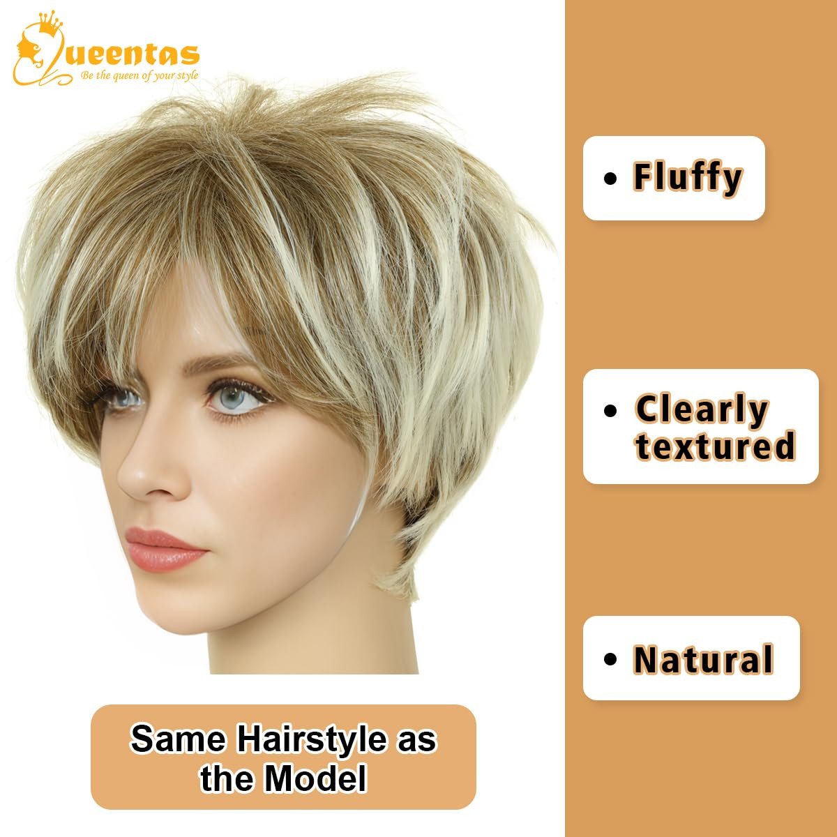 QUEENTAS Pixie Layered Short Wigs for Women Short Hair Wigs for Women Pixie Cut