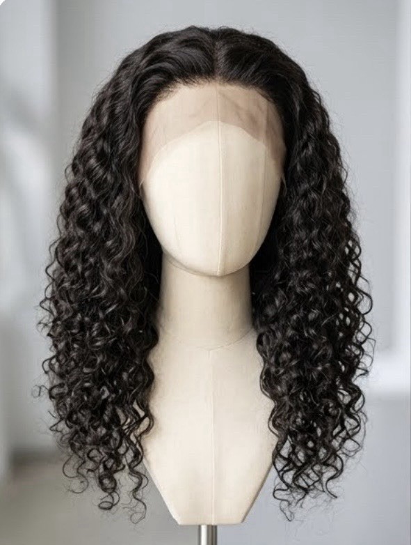 HD Lace Front Curly Black Human Hair Wig Glue-In Free-Part 11-20 in