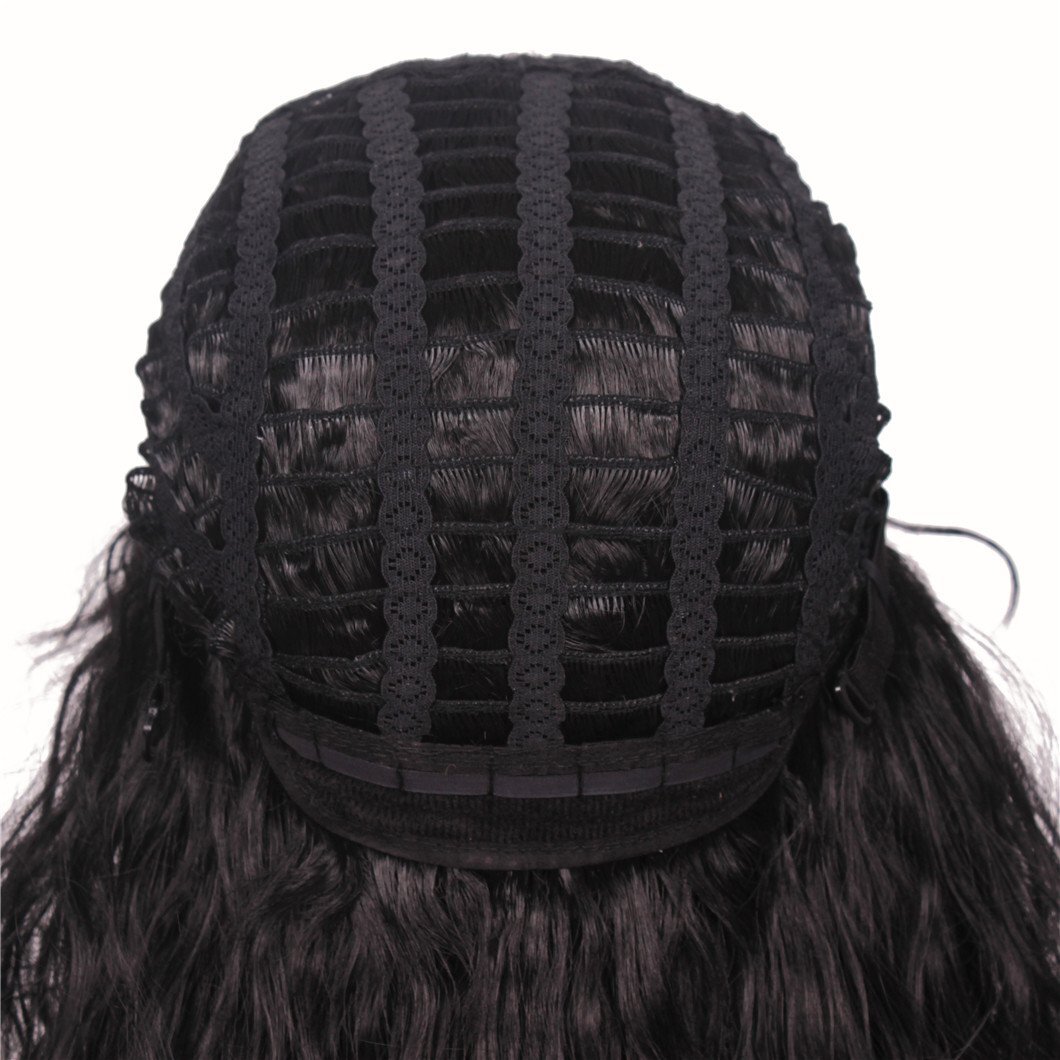 Mens 80s Long Curly Black Rocker Wig Rock Star Halloween Costume Hair