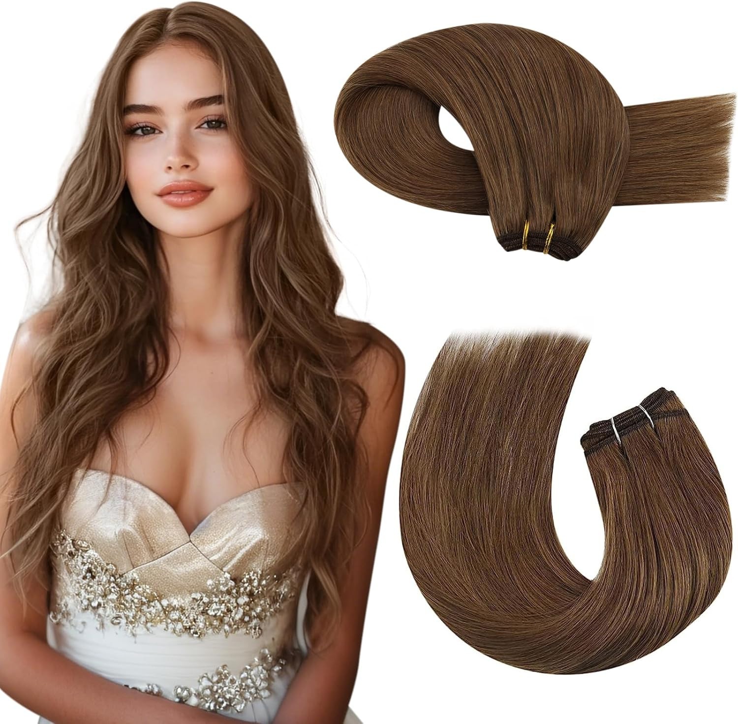 Double Weft Human Hair Extensions Sew In Weave European Remy Hair Thick Bundle