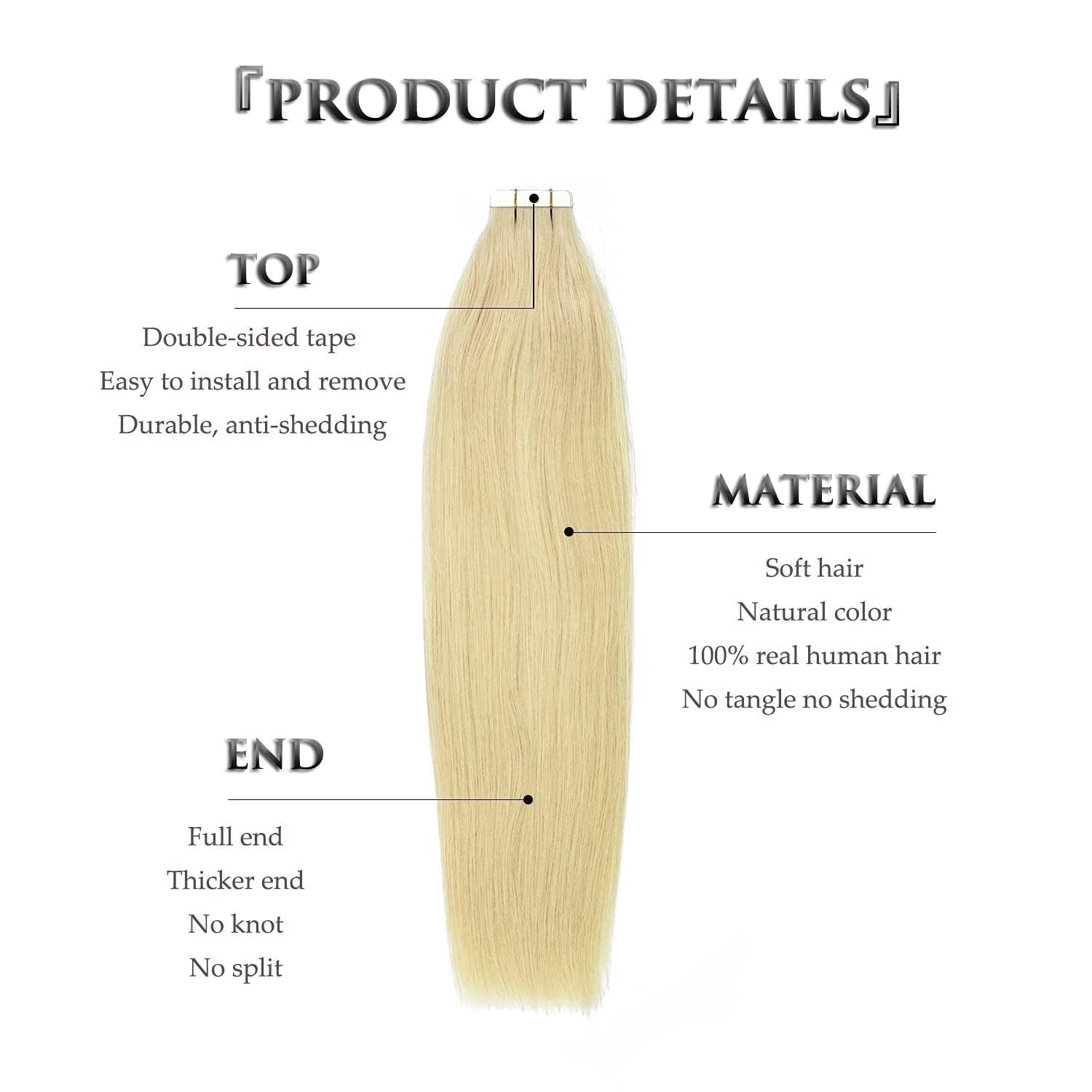 Anrosa Tape In Hair Extensions Human Hair Double Sided Blonde Remy Human Hair