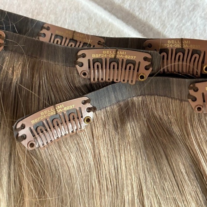 BELLAMI Silk Seam Pearl Blonde #8C/88 Rooted 24″ 6 Wefts Hair Extensions NEW