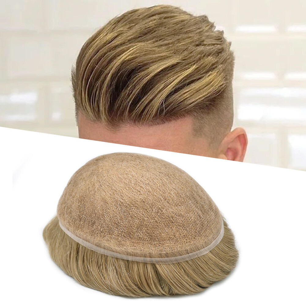 Full Lace Men Human Hair Piece French Lace Hair Replacement Systems Mens Toupee