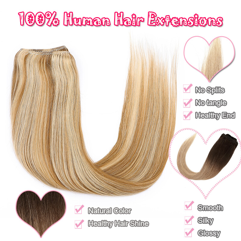 CLEARANCE Clip In Russian Human Hair Extensions Real Remy Hair 8Pieces Full Head