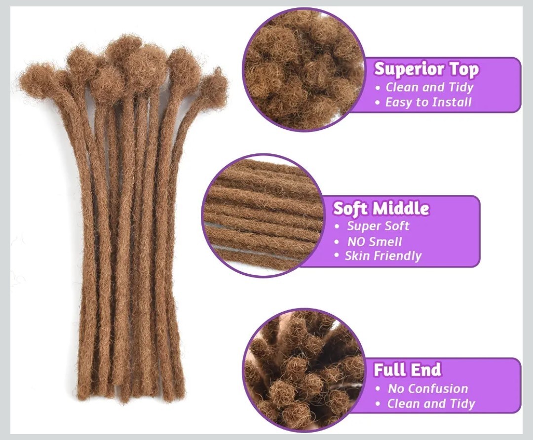 100% Human Hair Dreadlock extensions 12in Color 30.4 Packs of 30. 120 Dreadlocks