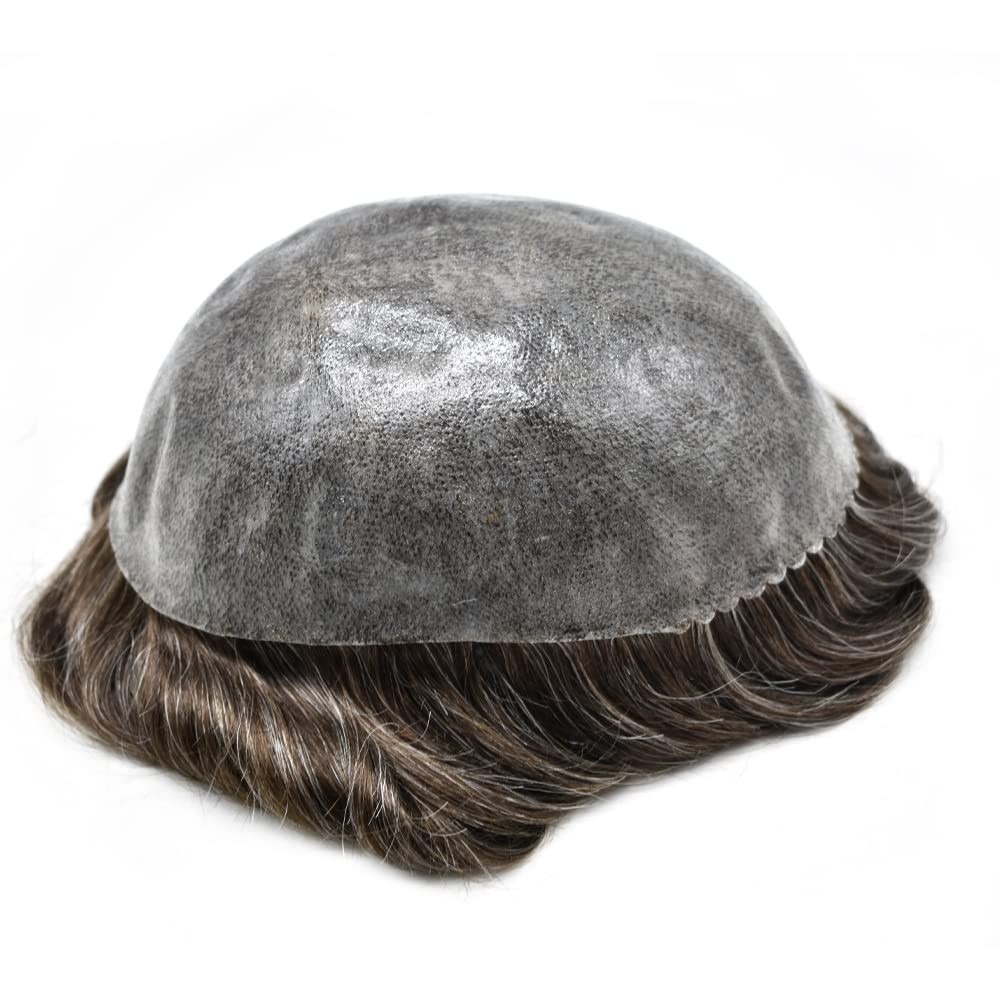Men Replacement Hair System Full Poly Thin Skin Mens Toupee Hairpiece US