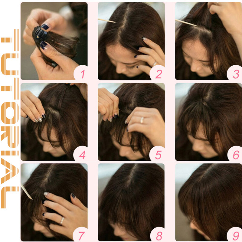 Clip in Bangs Fake Hair Extension False Hair Piece Clip on Front Neat Bang lk