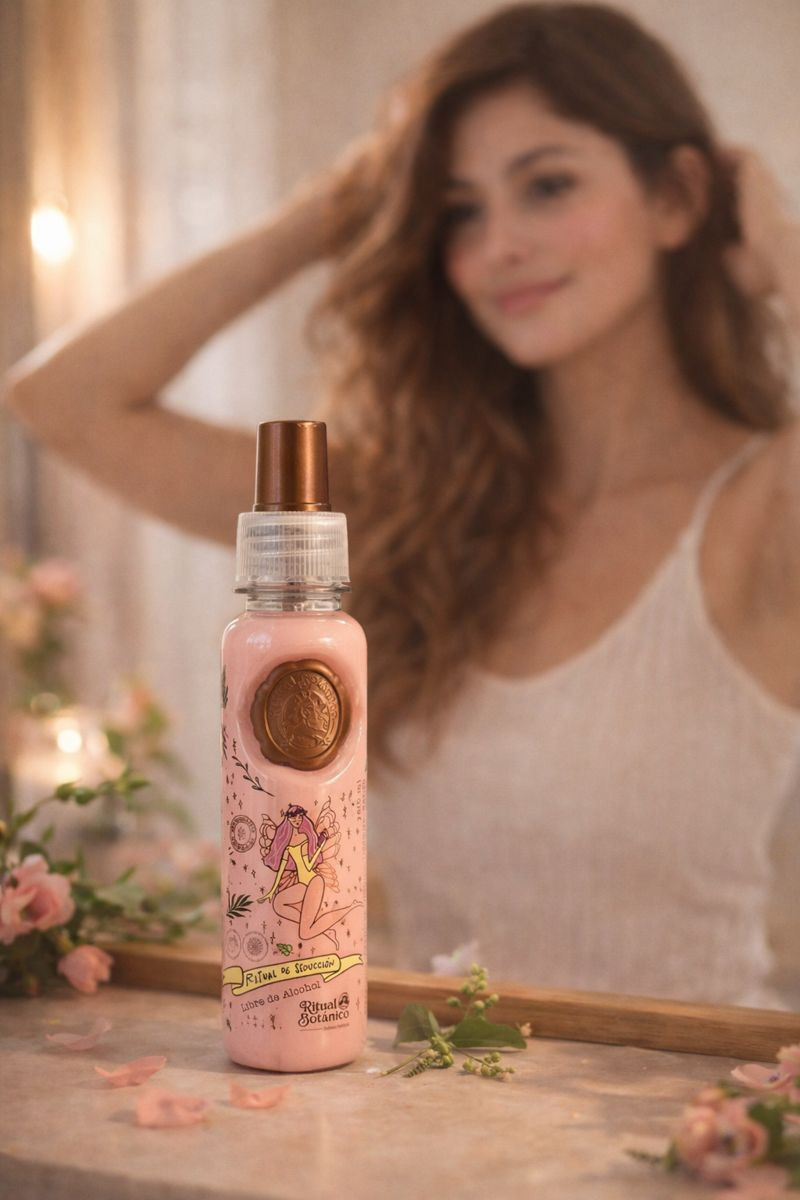 Ritual Botanico Perfume Termoprotector – Pink Spray Bottle with Gold Cap and Fai