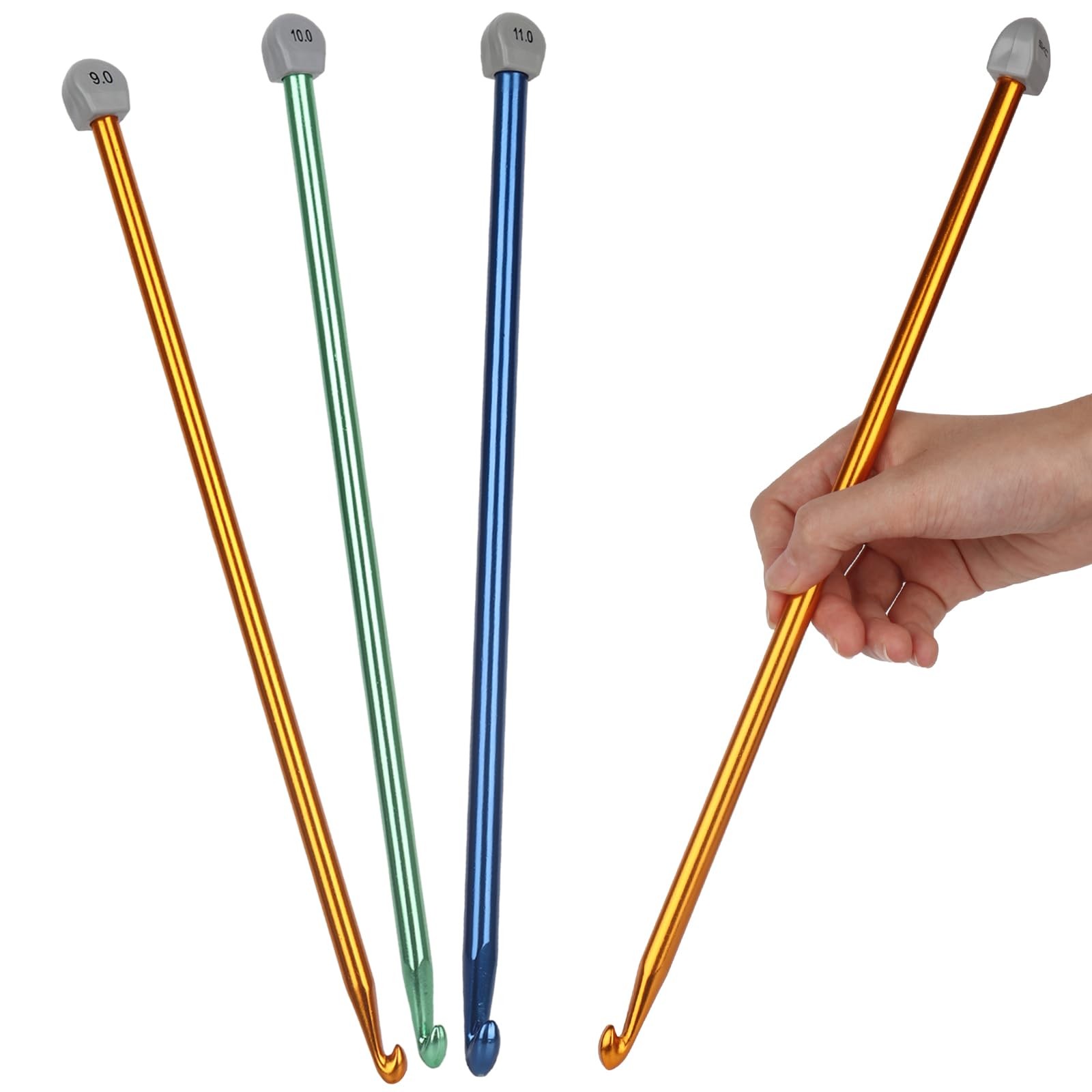 Coopay Tunisian Crochet Hook Set – 9mm 3 SIZE: 10mm 11mm, 3PCS: 9.0-11mm