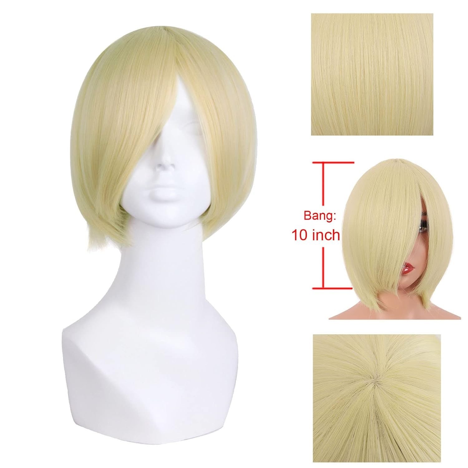 Luxurious 12-Inch Straight Blonde Cosplay Wig – Heat-Resistant & Stylish