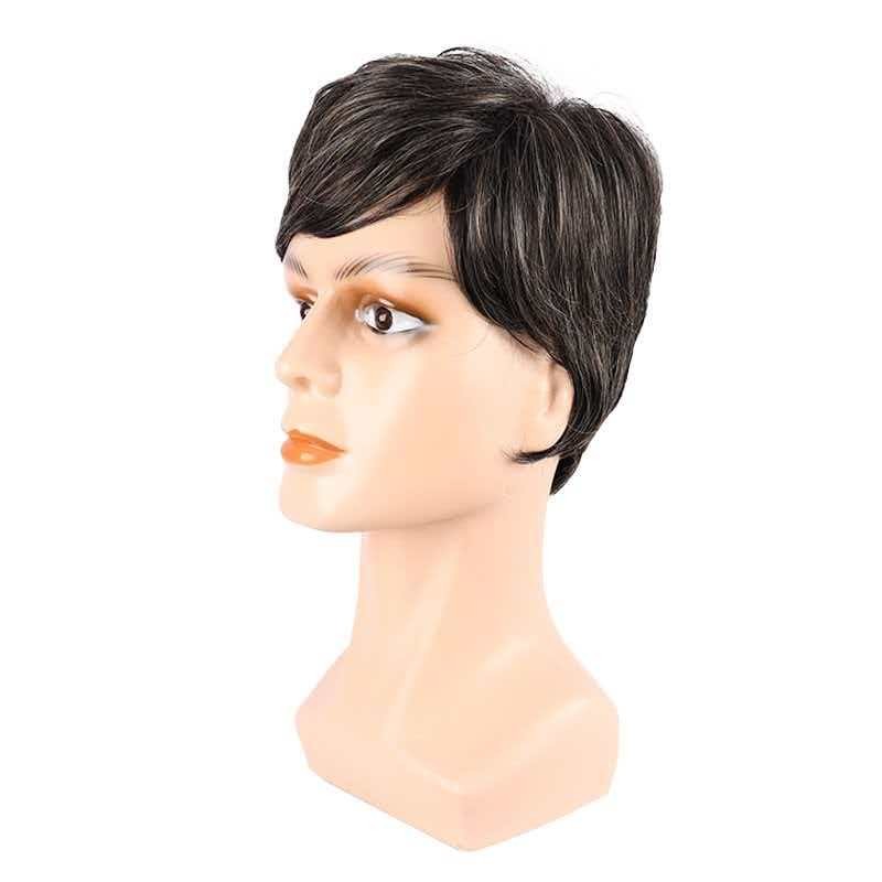 Men’s 6in Short Brown Wig Full Heat Resistant Synthetic Cosplay Halloween Party