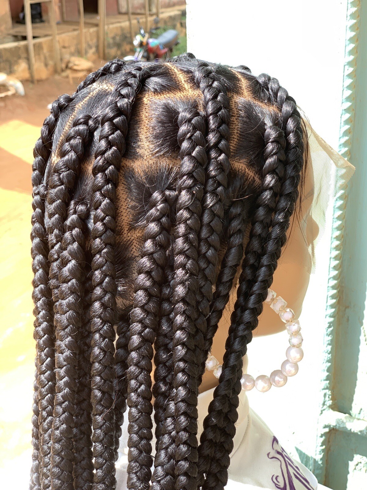Large Knotless Braids On Full Lace Wig, Braided Wig, Box Braids, Synthetic Hair,