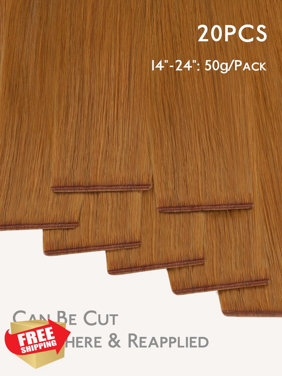 Wennalife 16 inch Auburn Ginger Tape Hair Extensions