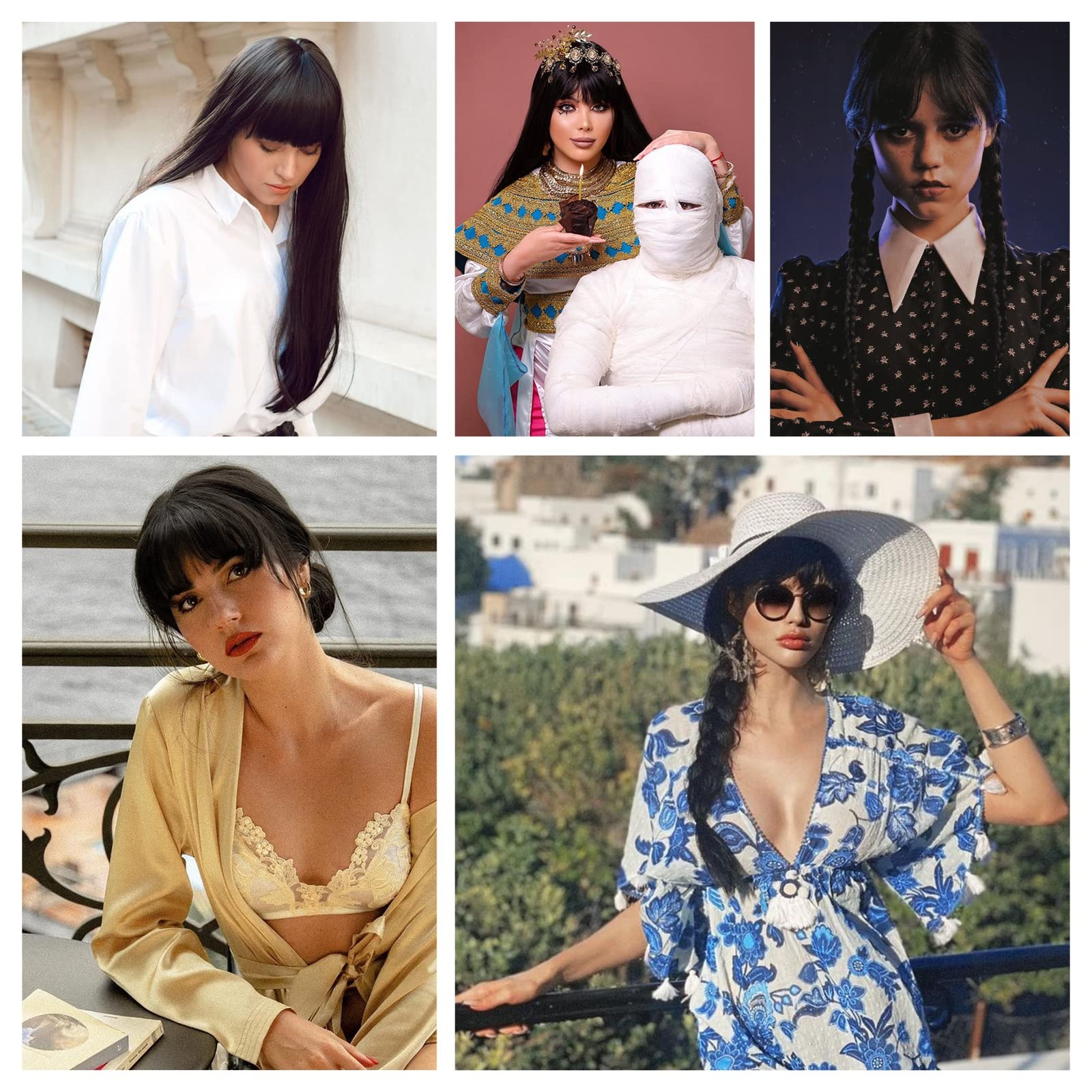 Black Wig for Women Long Straight Black Wigs with Bangs Black Hair Wigs Heat …