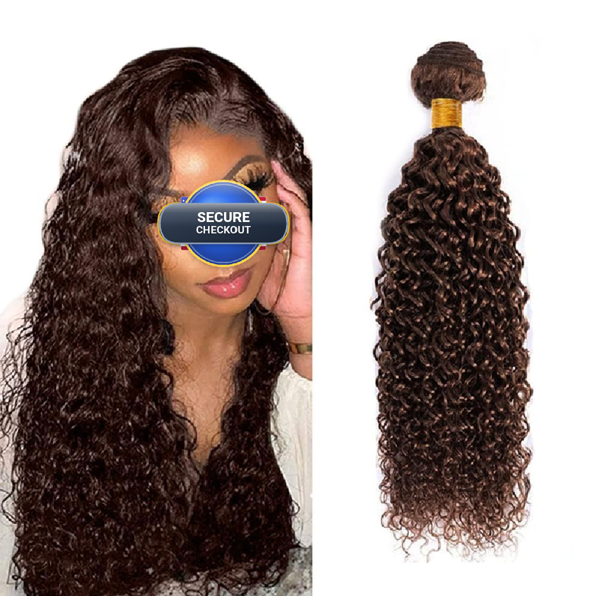 Ubinica Chocolate Brown 4 Human Hair Bundles 24 26 28 Inch Jerry Curly Bundles
