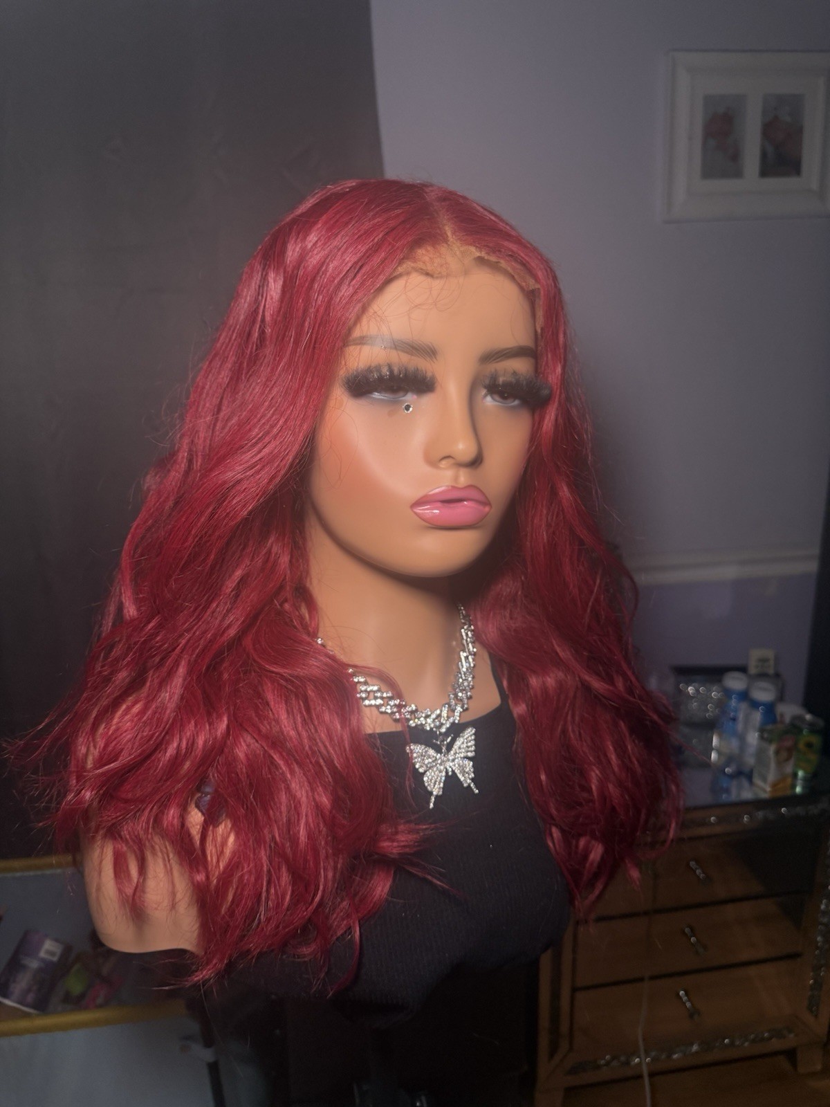 Cherry Burgundy Vivid Red Human Hair Wig