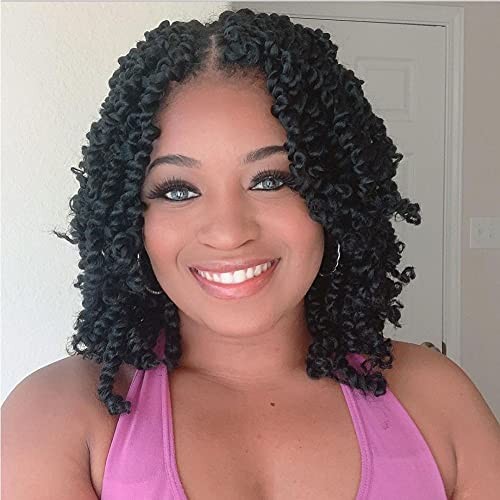 Passion Twist Crochet Hair 10 Inch Short 10 Inch (Pack of 8) 1B(Natural Black)