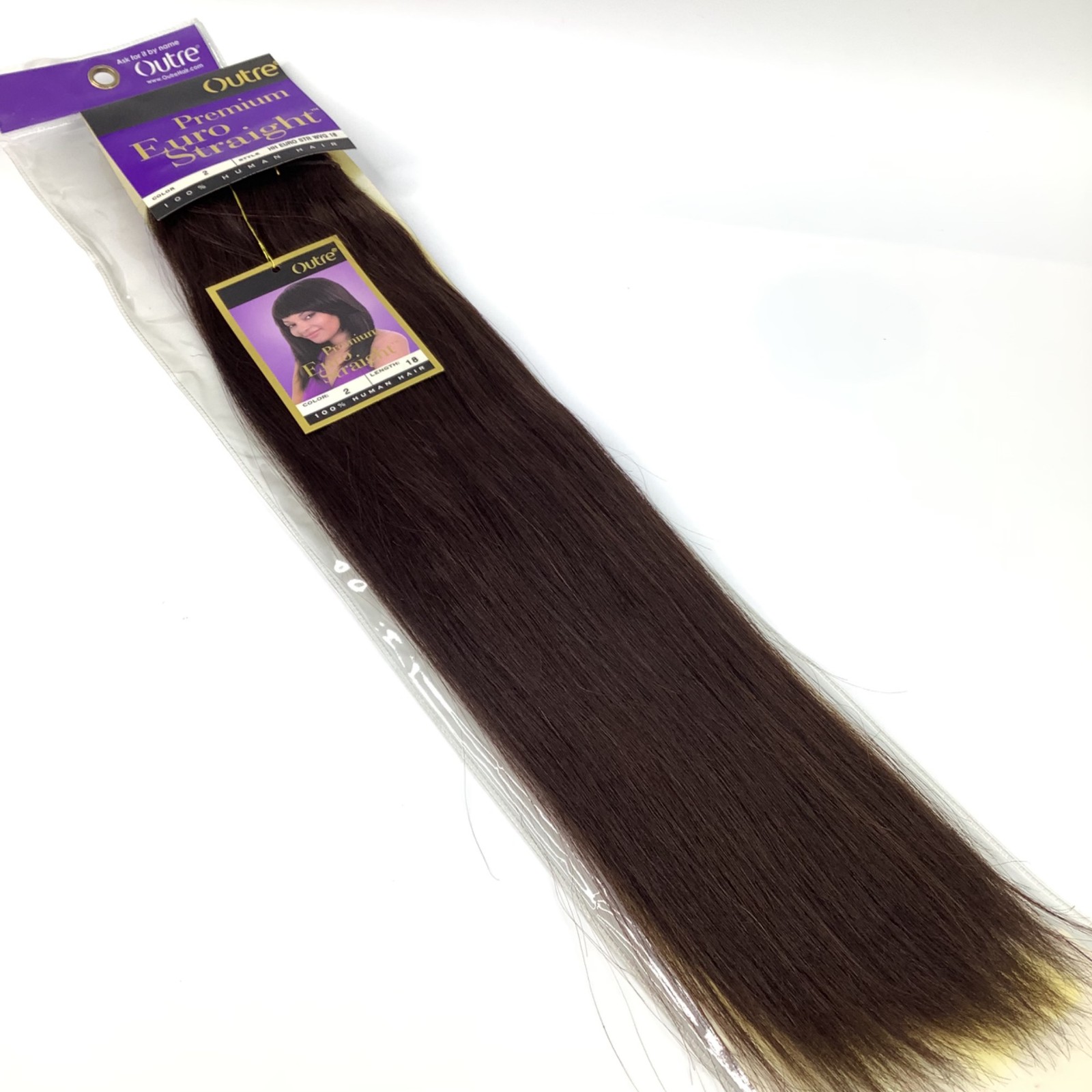 Outre Premium Euro Straight Human Hair Extensions 18″ #2 Darkest Brown