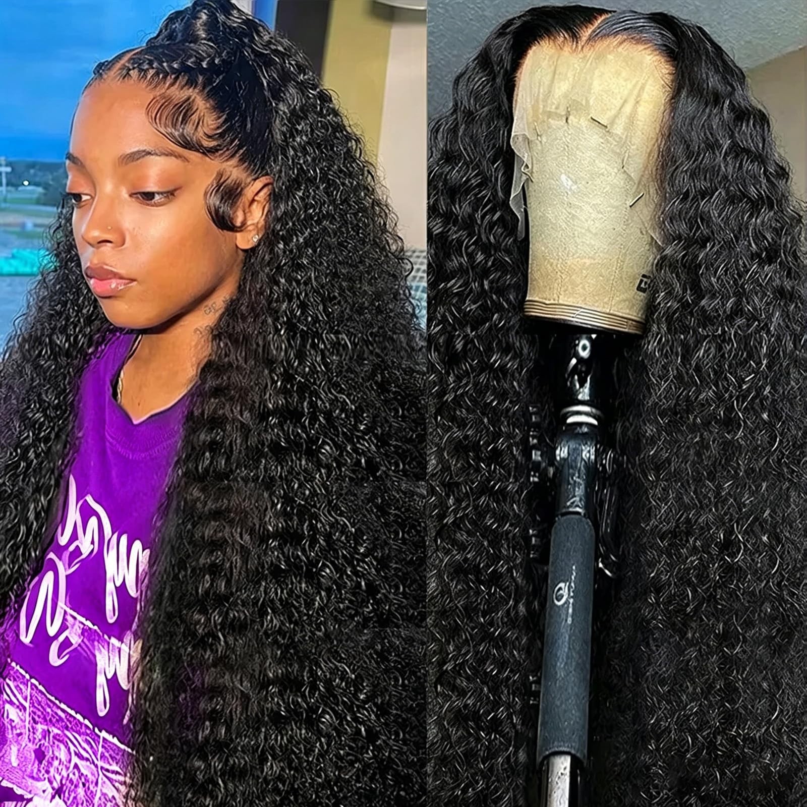 30″ Deep Wave Lace Front Wig – 13×6 HD Curly Human Hair, Pre-Plucked, Baby Hair