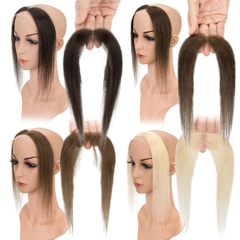 Hand-Tied Cover-up Human Hair Skin Lace Hairline Hair Topper Forehead Hairpiece