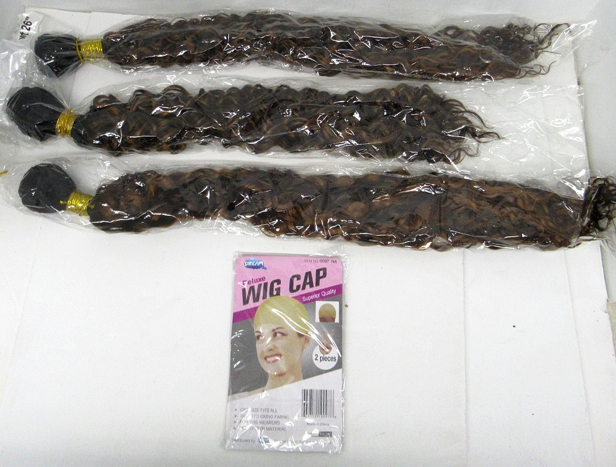 Brown Curly Hair Bundles, 24″, 26″ & 28″ Synthetic