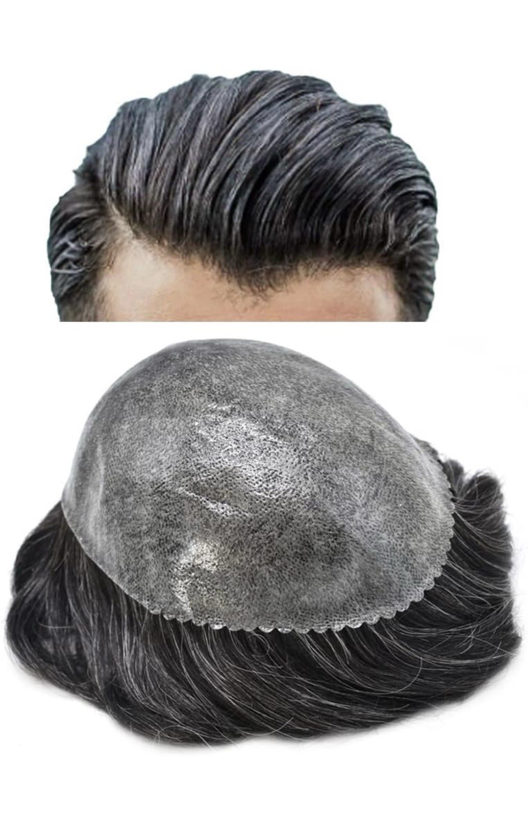Thin Skin Mens Toupee Human Hair All V-looped PU 0.06mm Invisible Poly Hairpiece