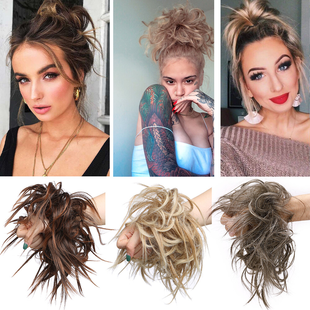 45g Messy Bun Scrunchie Hair Piece False Updo Cover Hair Extensions Curly Bun US