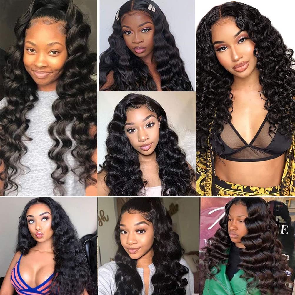 Bworto Loose Deep Wave Lace Front Wigs Human Hair Pre Plucked Curly 13X4 Lace