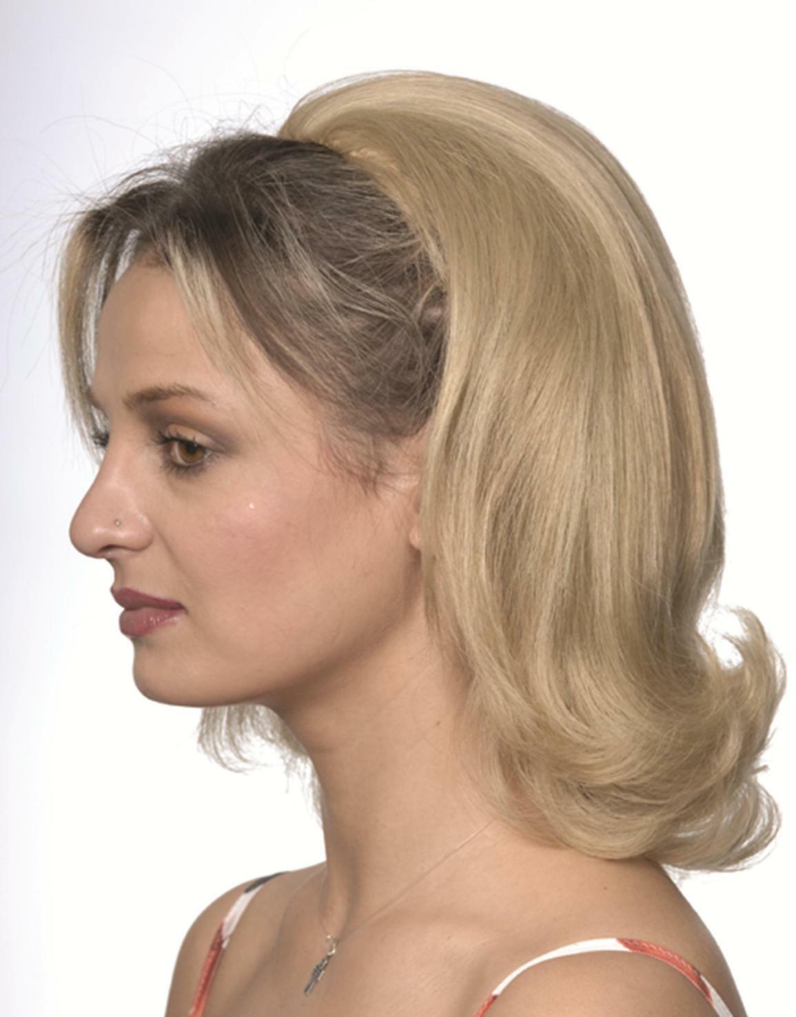 HUMAN HAIR 3/4 CAP FALL STRAIGHT HAIR FLIP ENDS HALF WIG COMB HAIRPIECE PAULINE