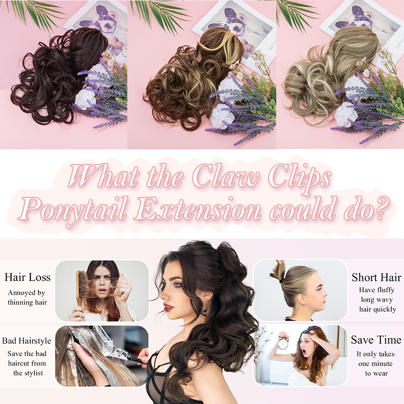 12″-30″ Claw Ponytail Hair Piece Soft Thick Hairpiece Clip In Pony Tail as Human