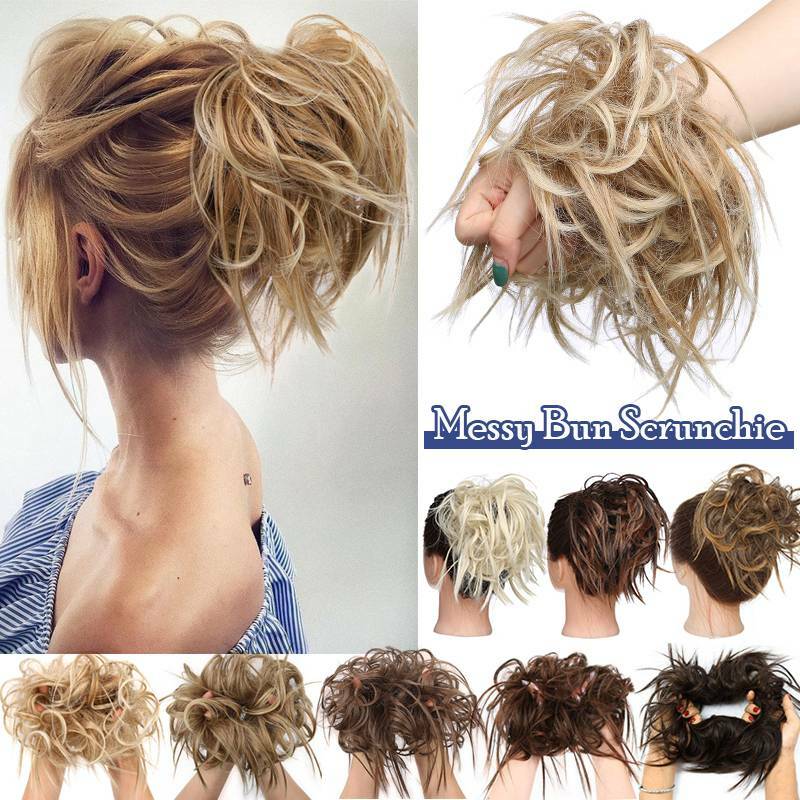 UK Large Scrunchie Messy Bun Hair Piece Tousled Updo Wrap on Ponytail Real THICK