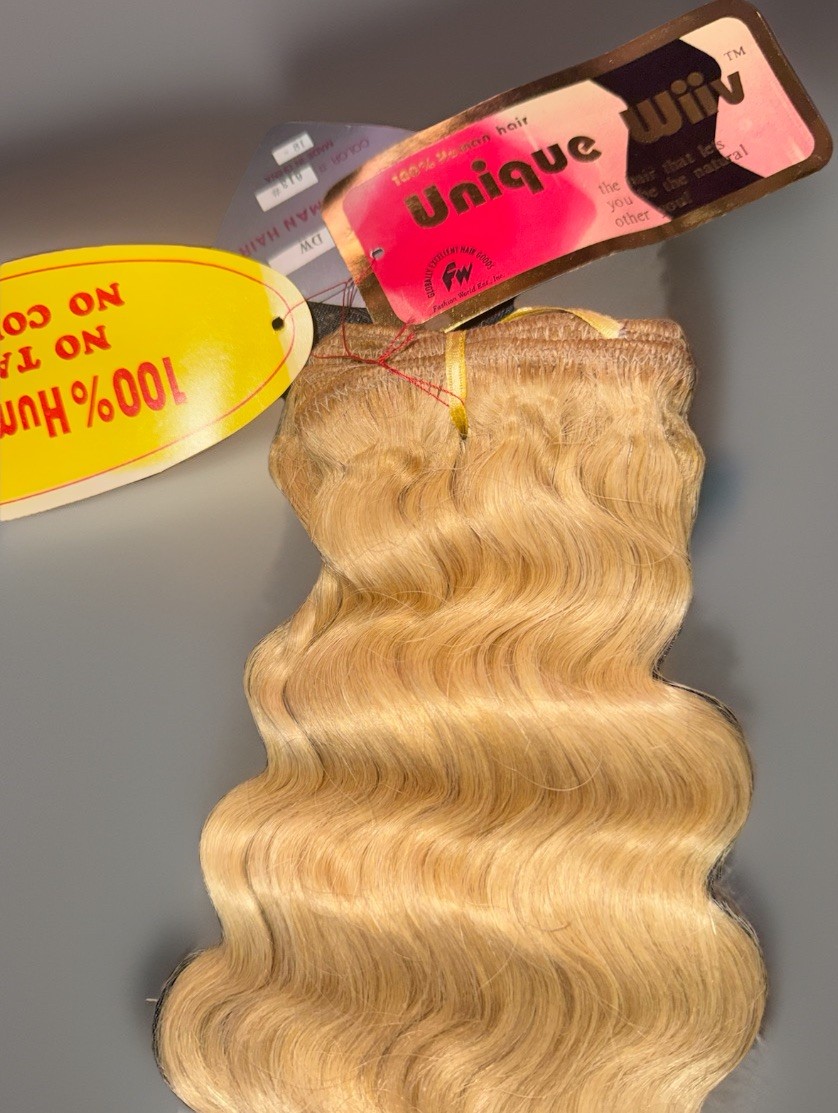 Unique Wiiv 100% Human Hair Wavy Weft Extensions 18″ Color #613