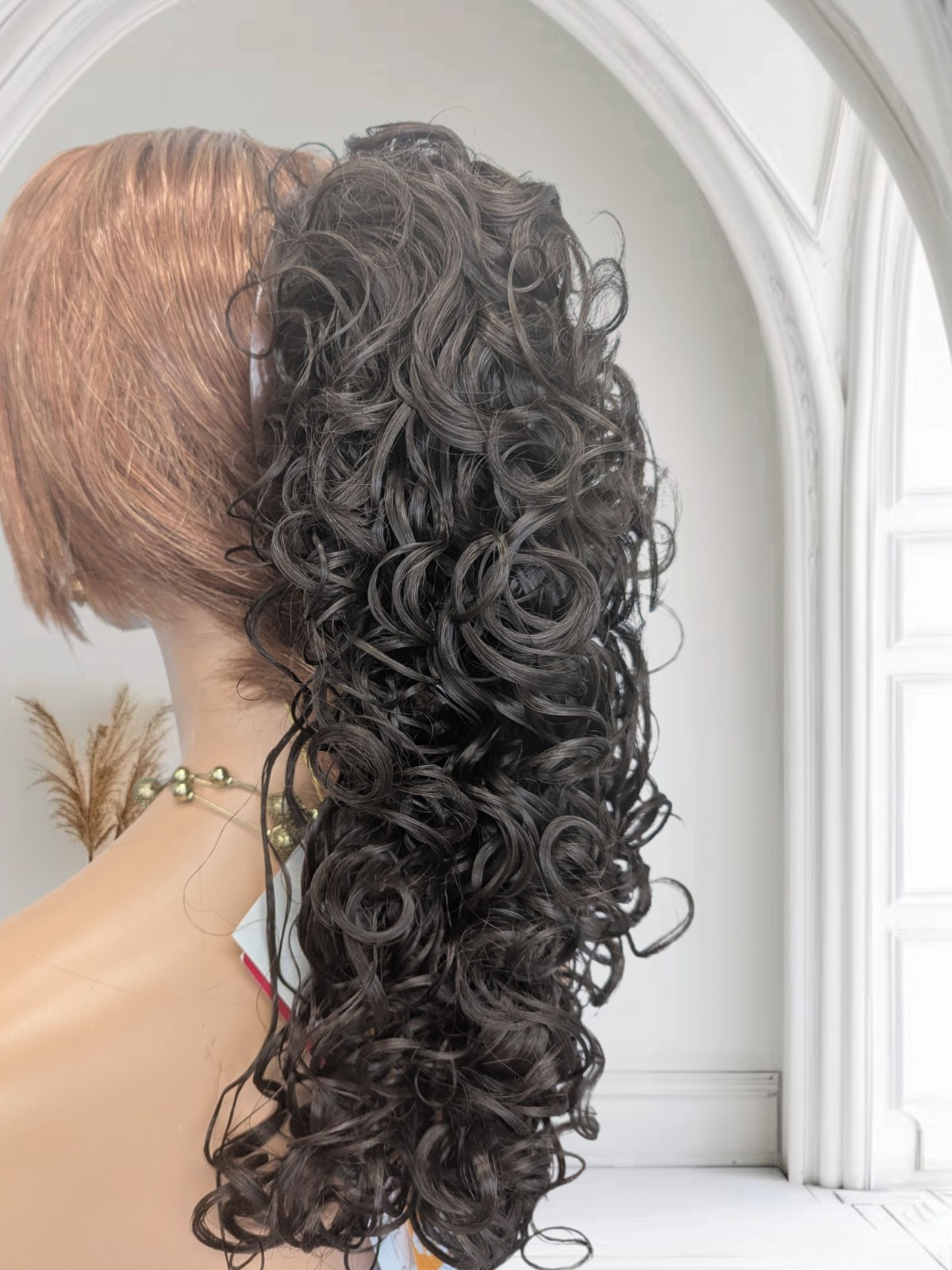 Tony Of Beverly Long Luxury Flair Comb Curly Hairpiece Color #6 Medium Brown