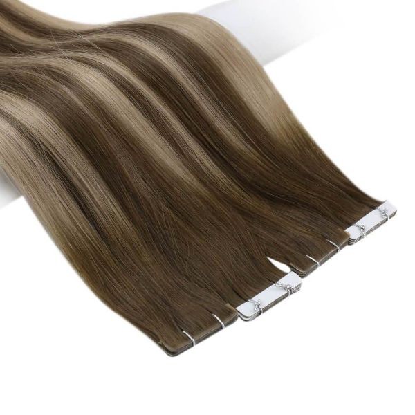 Sunny Hair TAPE-IN 16in Brown/Blonde Straight Human Hair Extensions TP_P4-27 50G
