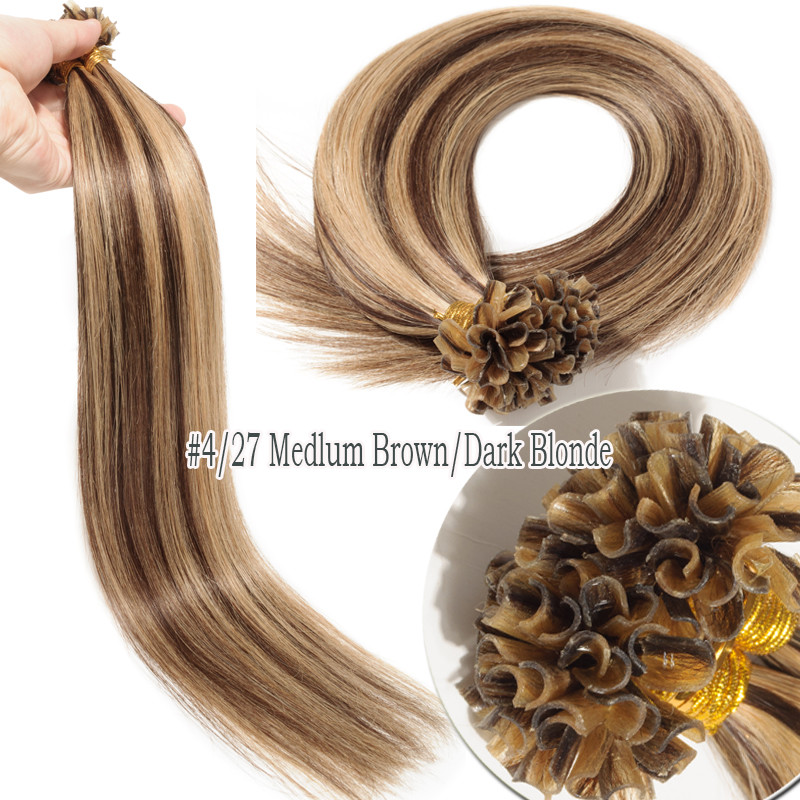 Pre Bonded Keratin 1G/S U Nail Tip Human Remy Hair Extensions THICK 150G Caramel