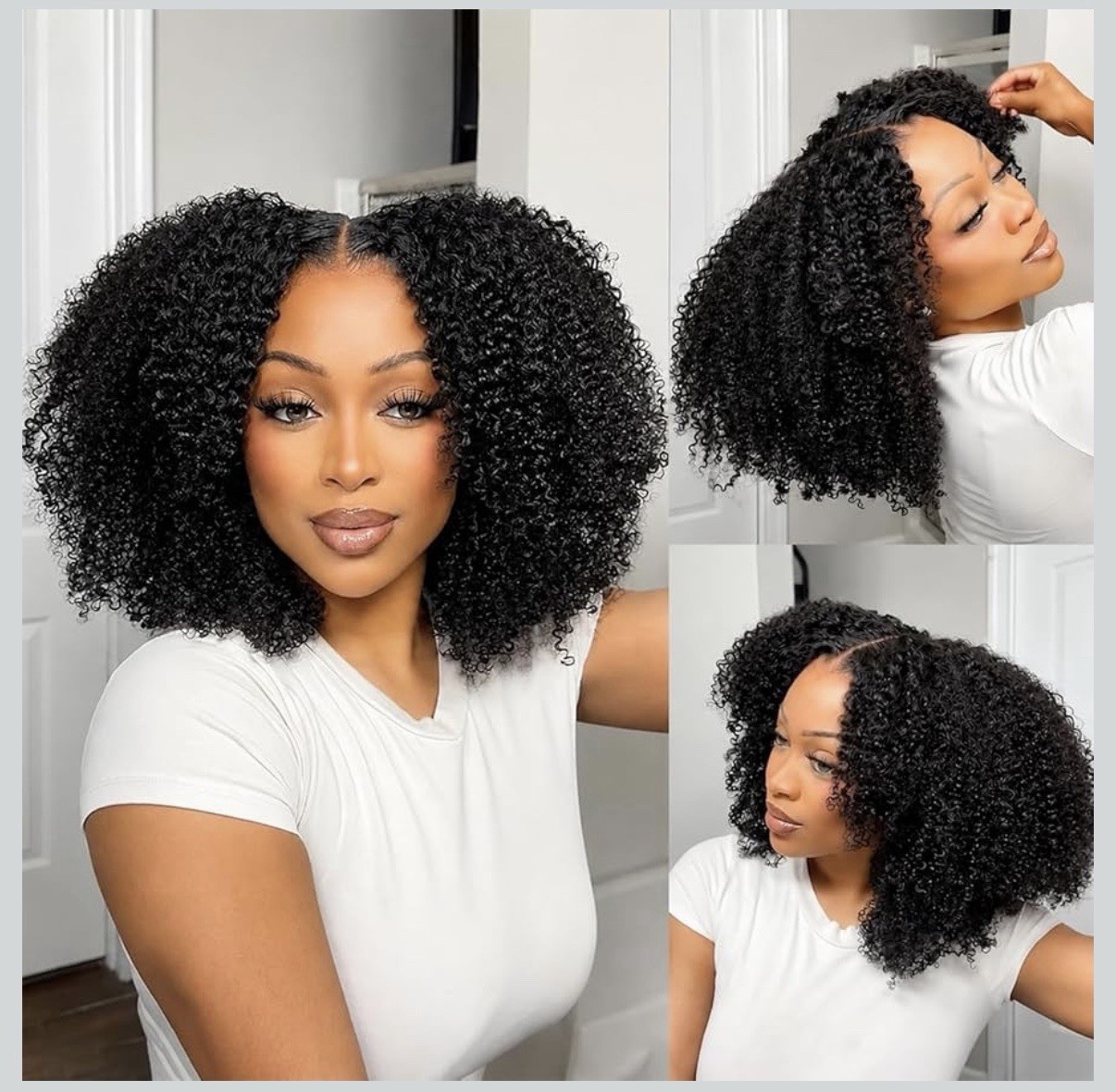 Afro Curly Wear and Go Glueless Wigs Human Hair Pre Cut 7×5 HD Lace 180 Density