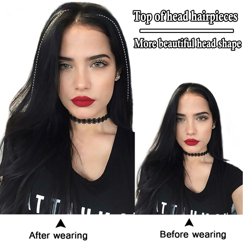 Thick Hair Pad Clip In Topper Base Remy Human Hair Extensions Short Hairpiece US