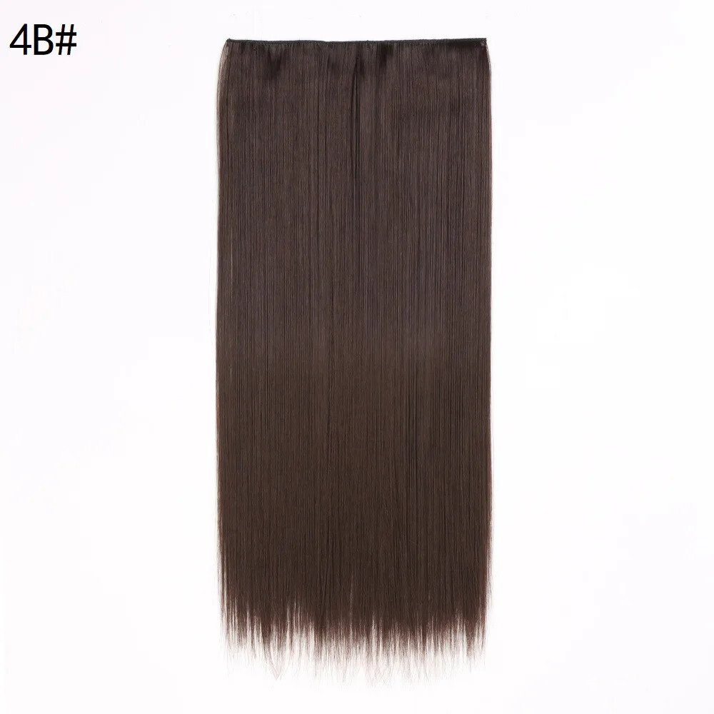 Five-card Clip In Synthetic Long Straight One Piece Hair Extension Seamless Hair