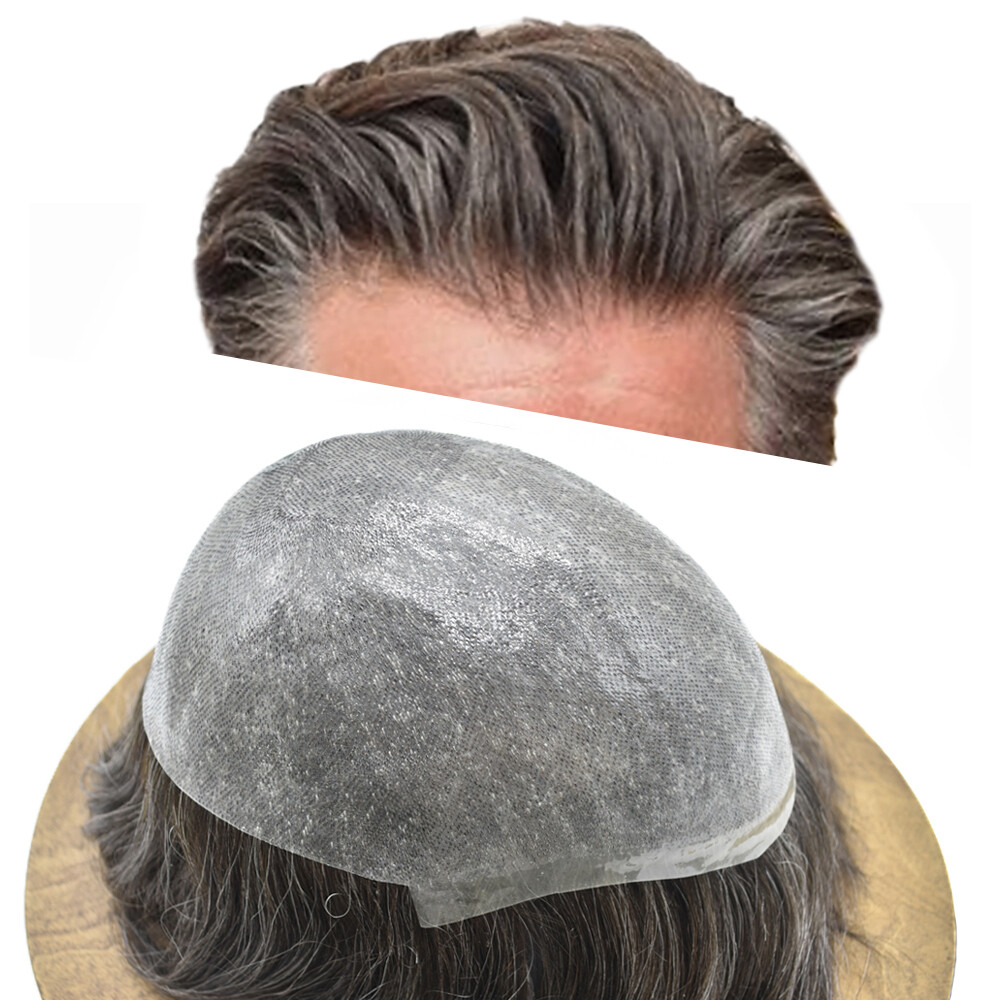Mens Toupee Hairpiece Thin Skin V-Loop Front Hair Replacement Wig for Men 0.08mm