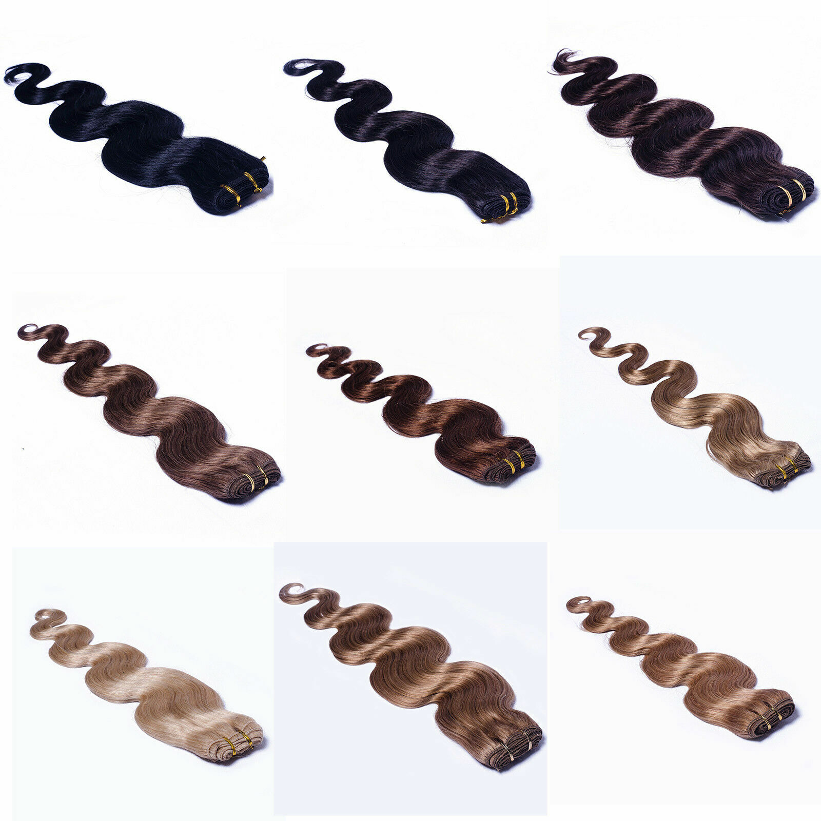 10″-26″ Remy Wavy Body Weft Human Hair Extensions 100g Black Brown Blonde