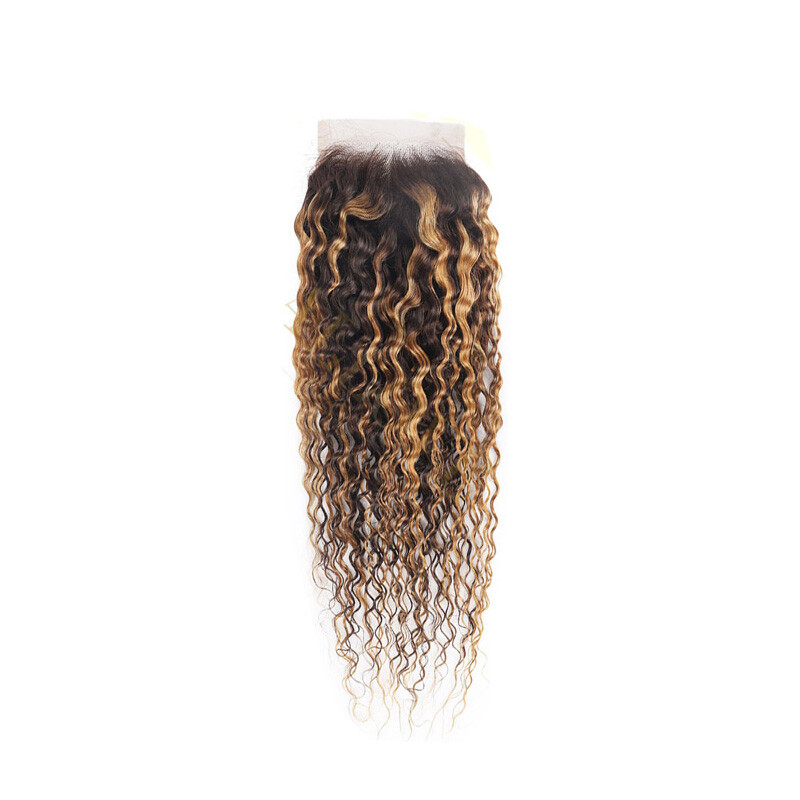 P4/27 Piano Color 4X4 Closure 13X4 Lace Frontal Curly 100% Human Hair Straight