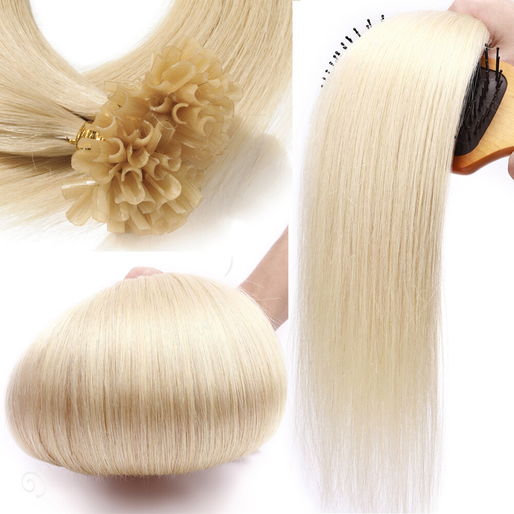 Keratin Fusion Pre Bonded Nail U Tip Glue 100% Virgin Human Hair Extensions 24in
